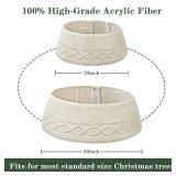 Treory Knitted Christmas Tree Collar: Cream Crossed Diamond Edge Chunky Cable Knit Christmas Tree Collars for Artificial Trees, Farmhouse Rustic Tree Ring Tree Skirt for Christmas Home DÃ©cor