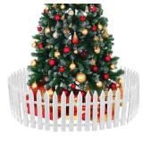 MCEAST 36 Pieces Christmas Tree Fences White Picket Fence Border 4.6 x 12 Inches Mini Plastic Decorative Fences Christmas Tree Barrier for Dogs Kids Home Wedding Fairy Garden Party