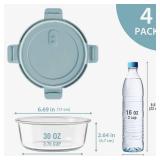 Glass Meal Prep Containers with Lids, Airtight 3.75 Cup Food Storage Containers Set, Heat-Resistant BPA-Free Glass Containers for Soup Leftover, Microwave, Dishwasher, and Freezer Safe (4 Packs) 30 (o