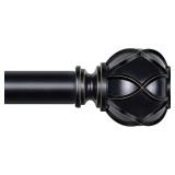 KAMANINA Black Curtain Rod for Windows 72 to 144 Inches (6-12ft) Long Heavy Duty Curtain Rods, 7/8 Inch Adjustable Drapery Rods with Decorative Netted Texture Finials