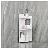 Lokubond Small Corner Shelf, Toilet Paper Storage, Bathroom Storage Shelves, Plant Stand Display Shelf for Living Room, Bedroom, Kitchen, Office (White)