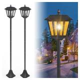 A.bigwhale 2 Pack 67" Solar Lamp Post Lights, 3000K Outdoor Solar Post Light Waterproof, Pole Light Outdoor Decorative Floor Lamp Vintage for Patio, Garden, Backyard, Pathway, Front/Back Door