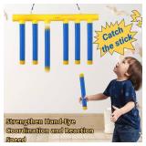 OWILIWO Reflex Challenge Game, Hand Eye Coordination Training Reaction Training Toy, Upgrade 3 Adjustable Speed Drop Stick Game with Remote Control, Falling Sticks Catching Game for Kids Adults