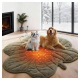 Large Dog Heating Pad Waterproof Electric Heated Beds, Pet Pads for Indoor Outdoor, Adjustable Temperature, Chew Resistant Cord, Washable Green Clover Cat Heating Pad Non Slip Bottom(35"X27")