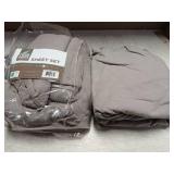 True North by Sleep Philosophy Cozy Flannel Warm 100% Cotton Sheet - Novelty Print Animals Stars Cute Ultra Soft Cold Weather Bedding Set, King, Grey Solid 4 Piece