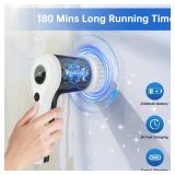 PUFTEM Electric Spin Scrubber, Cordless Shower Scrubber with Battery Level Display, 2 Speeds Electric Scrubber for Cleaning with 6 Replaceable Heads, Cleaning Brush for Bathroom/Sink/Window