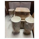 Palm Leaf Bamboo Plates & Pre-Rolled Bamboo Cutlery Party Set - 10 & 7