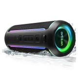 Ortizan Portable Bluetooth Speaker, 40W Loud Sound and Deep Bass, IPX7 Waterproof, True Wireless Stereo, Bluetooth 5.3, Colorful Flashing Lights, Preset EQ, USB Play, for Home, Outdoor, Party, Black
