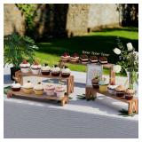 14 Inch Large Wooden Tiered Riser Display Stands, 2 Set Stackable Wooden Cupcake Stand Dessert Table Display Set,Tiered Shelf Organizer,Display Stands Shelf,Vendor Booth Display Items for Vendor Event