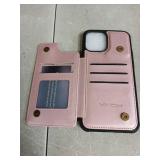 Pink Leather iPhone 12 Pro Max Wallet Case