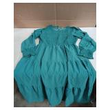 Womens Green Long Sleeve Maxi Midi Dress-Lg