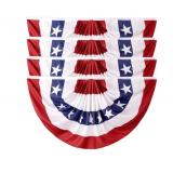 3x6 FT American Patriotic Pleated Fan Flag - USA Bunting Flag for 4th of July Decorations Fourth of July Decorations, Half Fan Banner American Flags for Outside, Outdoor Porch Decor-4 Packs
