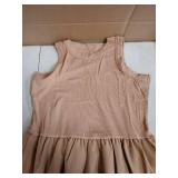 Beige Sleeveless Cotton Blend Dress-Lg