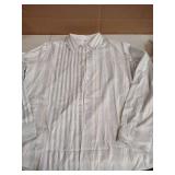 White and Gray Striped Button Down Shirt-XL