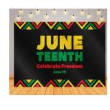 7x5ft Fabric Happy Juneteenth Backdrop June 19th Freedom Day Photo Background African American Independence Day Celebration Banner 1865 Freedom Day Patriotic Decorations Photo Props with Flags