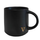 COLLECTIVE HOME - Black Monogram Ceramic Mugs, 15 oz Golden Initial Coffee Cups, Elegant Alphabet Tea Mugs, Personalized Halloween Mug with Gift Box, Perfect for Office and Home Decor (v)