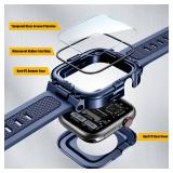 Dsytom Waterproof Case with Band Compatible for Apple Watch Band 46mm 45mm 44mm 42mm(S11/10) 41mm 40mm for Men,Rugged Smartwatch Strap with Built-in Tempered Glass Screen Protector for iWatch Series 1