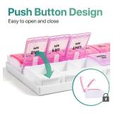 Sukuos AM PM Weekly Pill Organizer 7 Day, 2 Times A Day Medicine Pill Box with Easy Push Button, BPA Free Vitamin Cases for Fish Oil/Supplements, Easy to Clean (Purple&Pink)