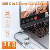 JXMOX USB Type C to 3.5mm Female Headphone Jack Adapter, USB C to Aux Audio Dongle Cable Cord Compatible with iPhone 17 Air 16 15 Pro Max, Samsung Galaxy S25 S24 S23 S22, Pixel 9 8, iPad Pro, MacBook