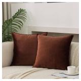 JIAHANNHA Velvet Brown Throw Pillow Covers 12x20 Inches Pack of 2 Soft Decorative Square Cushion Covers for Couch Sofa Bed Livingroom Car,30x50Cm