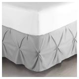 Nestl Light Grey Bed Skirt Queen Size, Pinch Pleat Queen Bed Skirt, 14" Inch Drop Queen Bedskirt, Hotel Quality Light Grey Bed Skirts, Microfiber Bedskirt for Queen Bed, Light Grey Queen Bed Skirt