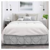 Nestl Light Grey Bed Skirt Queen Size, Pinch Pleat Queen Bed Skirt, 14" Inch Drop Queen Bedskirt, Hotel Quality Light Grey Bed Skirts, Microfiber Bedskirt for Queen Bed, Light Grey Queen Bed Skirt