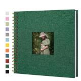 Yopih Linen Covered Scrapbook Photo Album, 10x10 Inches with Hardcover Kraft White Pages - Ideal for Travel, Wedding, Guest Book, Christmas, Baby Shower (20 Sheets/40 Pages)