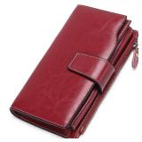 SENDEFN Women Leather Wallets RFID Blocking Clutch Card Holder Ladies Purse with Zipper Pocket