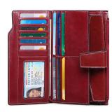 SENDEFN Women Leather Wallets RFID Blocking Clutch Card Holder Ladies Purse with Zipper Pocket