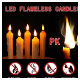 Mxqdhx 12 Flameless Taper Candles LED Taper Candles Flickering Bulk Ivory LED Candlestick for Halloween Christmas Wedding Church Easter Party Decor Table Centerpiece, Warm Yellow 6.1 in, No Batteries