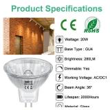MR11 Light Bulbs, 12V 20W Halogen Light Bulbs 2 Pin, FTD Spotlight Bulb, GU4 Bi-Pin Base, Dimmable, 2700K Warm White, 2 Prong Light Bulb for Landscape, Accent, Track Lights, and Fiber Optics, 6Pcs