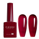 CANNI Dark Red Jelly Gel Nail Polish, 1Pcs Sheer Burgundy Red Gel Polish Deep Wine Color High Gloss Soak Off U V Nail Manicure Salon DIY