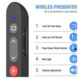 Laser Pointer for Presentations, Wireless Presenter Clicker for PowerPoint Slide with Hyperlink & Volume Control, Presentation Remote for Mac/Computer/Laptop, Google Slide/PPT/Keynote
