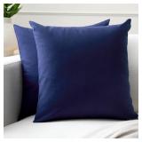 Encasa XO Christmas Throw Pillow Covers 16x16 in Set of 2 Scotch Blue | No Inserts | Cotton Pillow Covers for Living Room, Bed, Sofa, Couch | Decorative Throw Pillow Covers with Improved Zippers