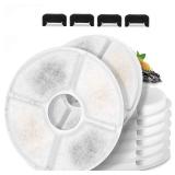 Cat/Pet Water Fountain Filters, 12 Pieces Set Pack of 8 Replacement Filter Fit for 81oz/2.4L, 3 Filtration System with 4 Pre-Filter Sponges - Retail: $13