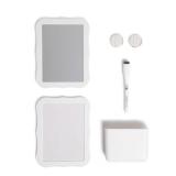 U Brands White Locker Accessory Kit, with Magnets, Mirror, Whiteboard, Marker, Cup. MIRROR HAS SCRATCHES IN THE LOWER LEFT CORNER. - Retail: $3