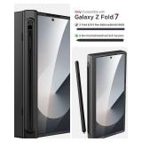 Magnetic for Samsung Galaxy Z Fold 7 Case with Pen, [Compatible with Magsafe][S Pen Holder & Hinge Protection & Screen Protector] Ultra Slim Thin Full Cover Phone Case for Z7 Fold7 5G Black - Retail: 
