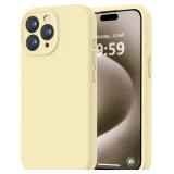 iPhone 15 Pro Max Case, Premium Silicone with [Soft Anti-Scratch Microfiber Lining] Shockproof Protective Phone Case for Men Women Girls 6.7, Creamy Yellow - Retail: $10"