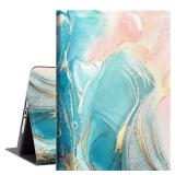Case 7th / 8th / 9th Generation Cover 2019/2020/2021, Vimorco Soft Rubber Back Cover, Protective Leather Case, Adjustable Stand Auto Wake/Sleep Smart Case for Apple ipad, Blue&Pink Marble - Retail: $1