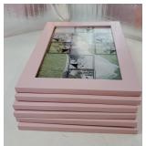 Golden State Art 5x7 Picture Frames Set of 8, Gallery Wall Frame Collage Tabletop Thin Frames with Plastic Glass, Horizontal or Vertical Display (5x7, Pink, 8-Pack) - Retail: $19