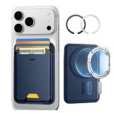 MagSafe Wallet, 5-Card Holder With RFID Blocking, MagSafe Sticker Included, Slim Magnetic Wallet for iPhone 17/16/15/14/13/12 Series and Selected Samsung Devices, Not for 13/12 Mini, Dark Blue - Retai