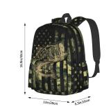 Camo Fish Backpack Bookbag Laptop Backpacks Multipurpose Daypack for Boys Girls School Men Women Travel Hiking