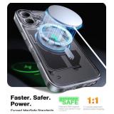 TORRAS Stronger Magnetic Shockproof for iPhone 16 Case, Fit for MagSafe, Never Yellow, 4X Military Grade Drop Protection, Protective Hard Back Plastic Slim Phone Case for iPhone 16 6.1 inch, Clear - R