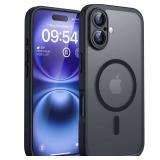 Magnetic for iPhone 16 Case, Compatible with Magsafe, Upgraded Full Camera Protection, Drop Protection, Translucent Matte Back Bumper Phone Cover 6.1-Inch Black - Retail: $9