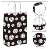 Volleyball Gift Bags for Team Volleyball Party Favor Snack Goody Treat Bag with Handle Volleyball Paper Bag Kraft Candy Bags for Sport Theme Birthday Party Decor Black & White. 20 Count