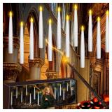 20pcs Flameless Taper Candles with Remote, 3D Window Candle, Floating Hanging Candles with Wand, 6.3IN Led Taper Candle Battery Operated. - Retail: $32