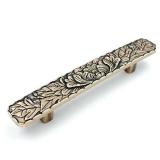 Bridged Drawer Cabinet Pulls, 5-Pack Antique Brass 3 Hole Centers, Antique Peony Solid Cast, TG0115AB076 - Retail: $19"