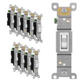 Toggle Light Switch, Single Pole, 15A 120-277V, Grounding Screw, Residential Grade, UL Listed, 88115-W-10PCS, White (10 Pack), 10 Count - Retail: $16