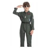 4 Pcs Fighter Pilot Costume for Kids Air Force Flight Suit Cosplay Halloween with Accessories Set (Medium(6-8 Yrs)) - Retail: $20