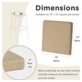 Anti-Slip Bar Stool Cushions Square Bar Stool Seat Cushions with Ties Set of 4 Small Square Chair Pads with Machine Washable Cover 12X12"X2" (Beige) - Retail: $47"
